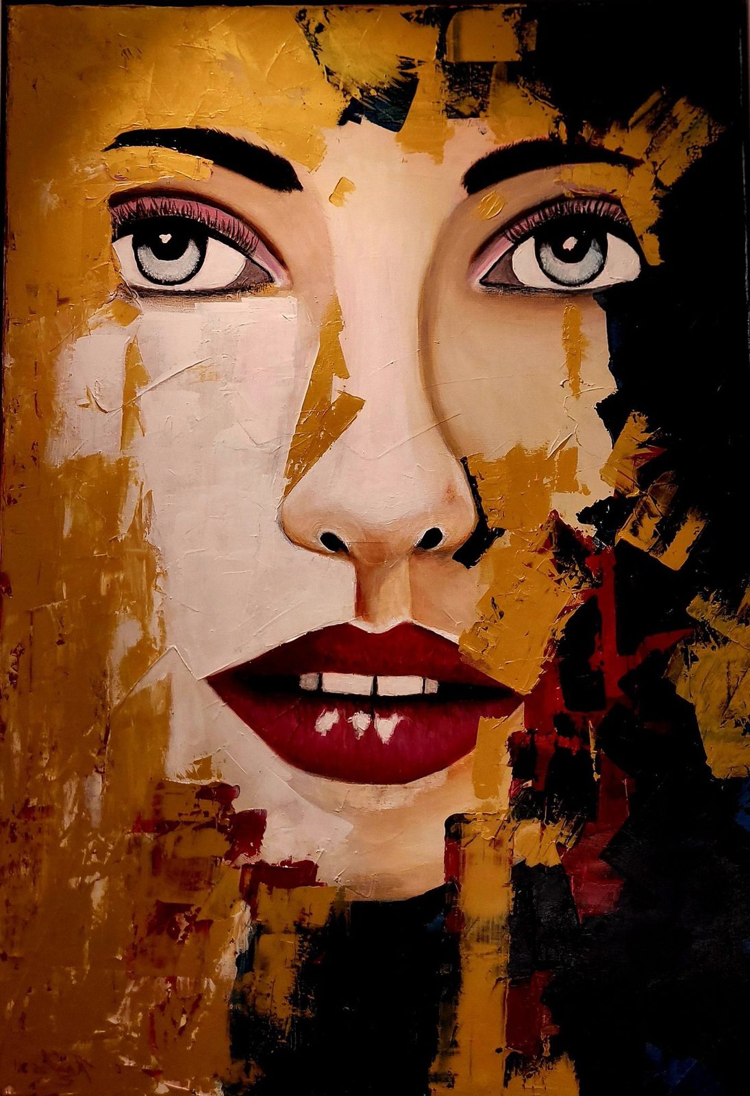 Portrait in gold and red